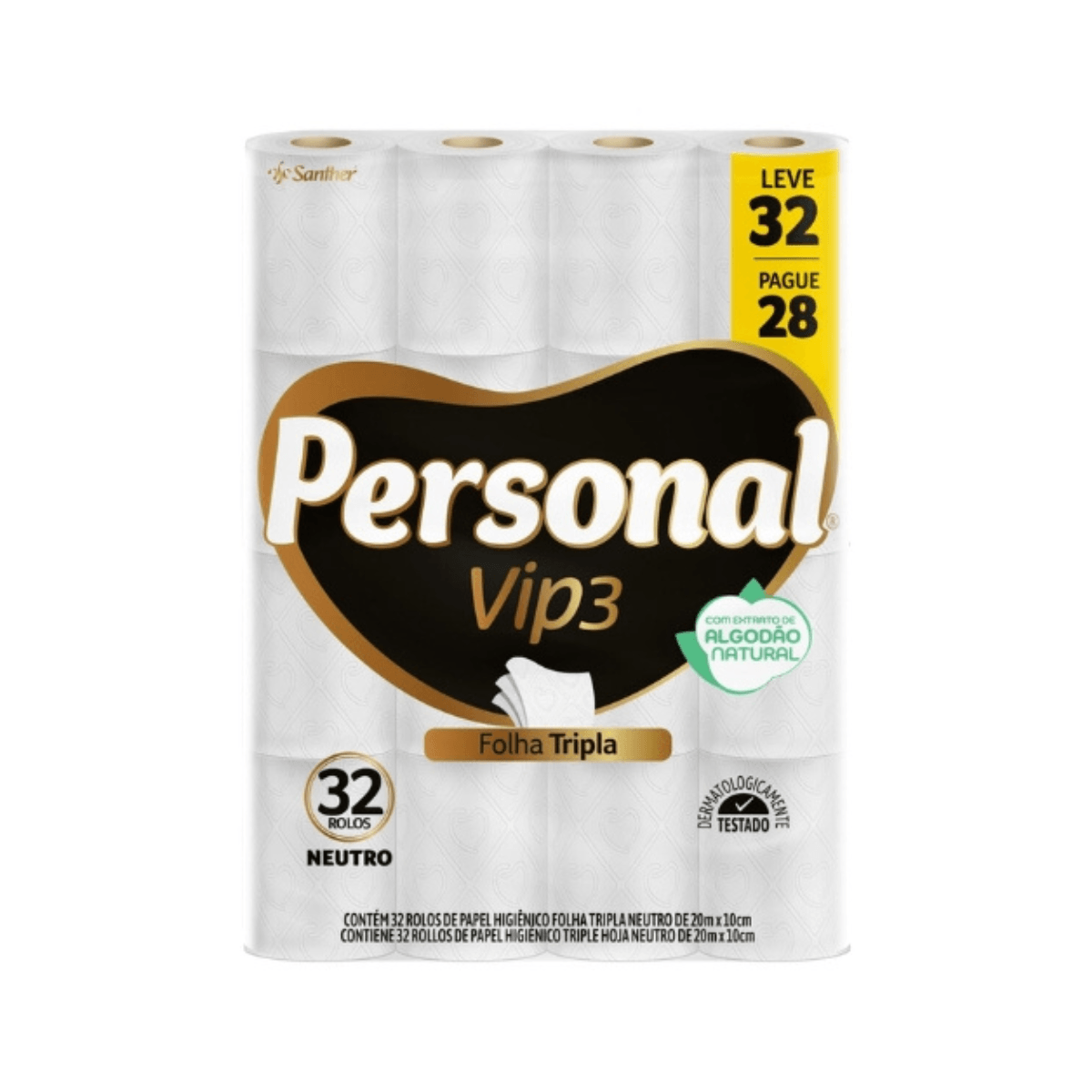 Papel Higiênico Folha Tripla Leve 32 Pague 28 Personal Vip